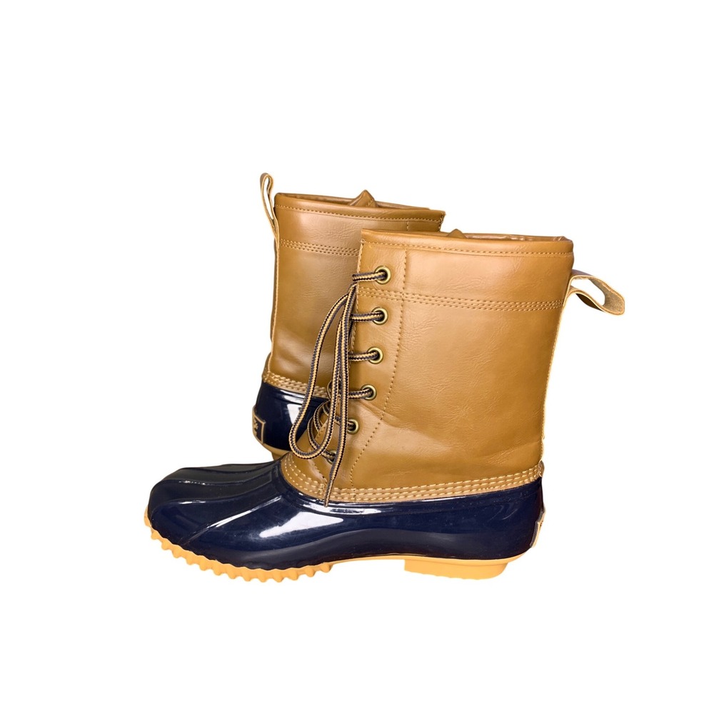 Sporto Ariel Duck Boot Top Sider Womens Tan Navy Rubber Lace Up Size 7M NWOT - Picture 3 of 8